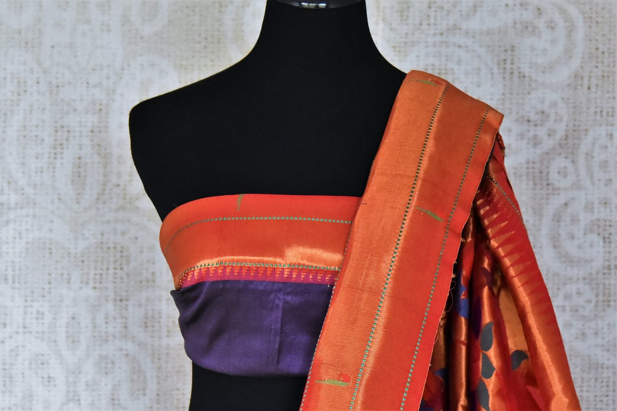 Seedpearl Purbasthali Handloom Sari from online Bengal with Woven Border and Pallu