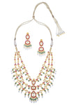 Buy layered glass and pearl handcrafted necklace set online in USA. Elevate your traditional look with royal Amrapali jewelry, silver plated jewelry, gold plated jewelry, gold plated necklace, silver earrings, silver bangles from Pure Elegance Indian fashion store in USA.-front