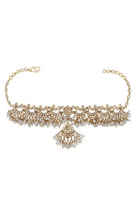 Shop gold plated glass and pearl choker necklace online in USA. Elevate your traditional look with royal Amrapali jewelry, silver plated jewelry, gold plated jewelry, gold plated necklace, silver earrings, silver bangles from Pure Elegance Indian fashion store in USA.-choker