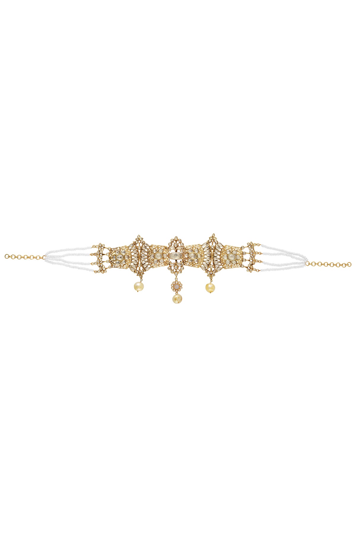  Buy beautiful gold plated floral glass choker online in USA. Elevate your traditional look with royal Amrapali jewelry, silver plated jewelry, gold plated jewelry, gold plated necklace, silver earrings, silver bangles from Pure Elegance Indian fashion store in USA.-choker