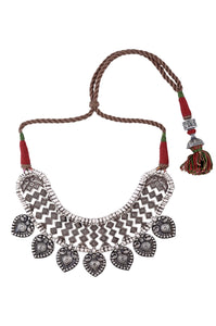 Buy Amrapali heavy silver thread necklace online in USA. Elevate your traditional look with royal Amrapali jewelry, silver plated jewelry, gold plated jewelry, gold plated necklace, silver earrings, silver bangles from Pure Elegance Indian fashion store in USA.-full view