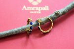 Buy Amrapali gold plated blue enamel hoops online in USA. Elevate your traditional look with royal Amrapali jewelry, silver plated jewelry, gold plated jewelry, gold plated necklace, silver earrings, silver bangles from Pure Elegance Indian fashion store in USA.-front