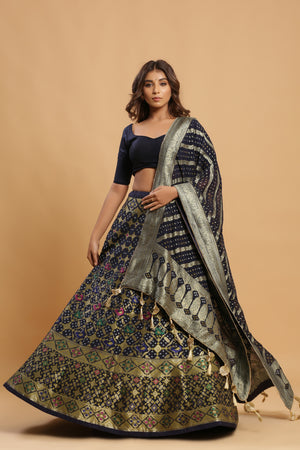 Shop Navy Blue Rayon Mirror and Embroidery Navratri Lehenga Choli – Gunj  Fashion