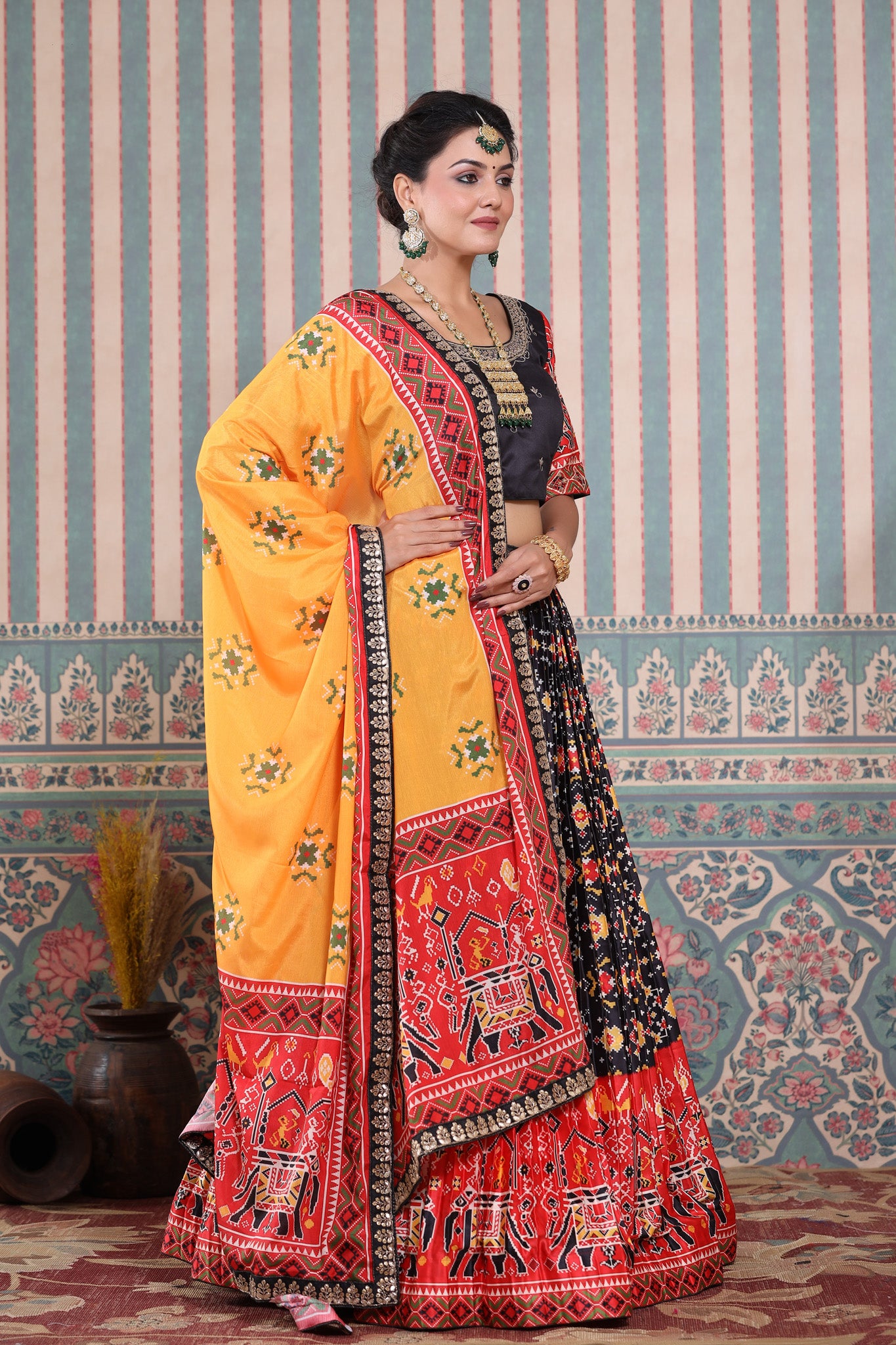 Buy Grey & Black Zari Woven Silk Lehenga Choli With Dupatta Online At Zeel  Clothing