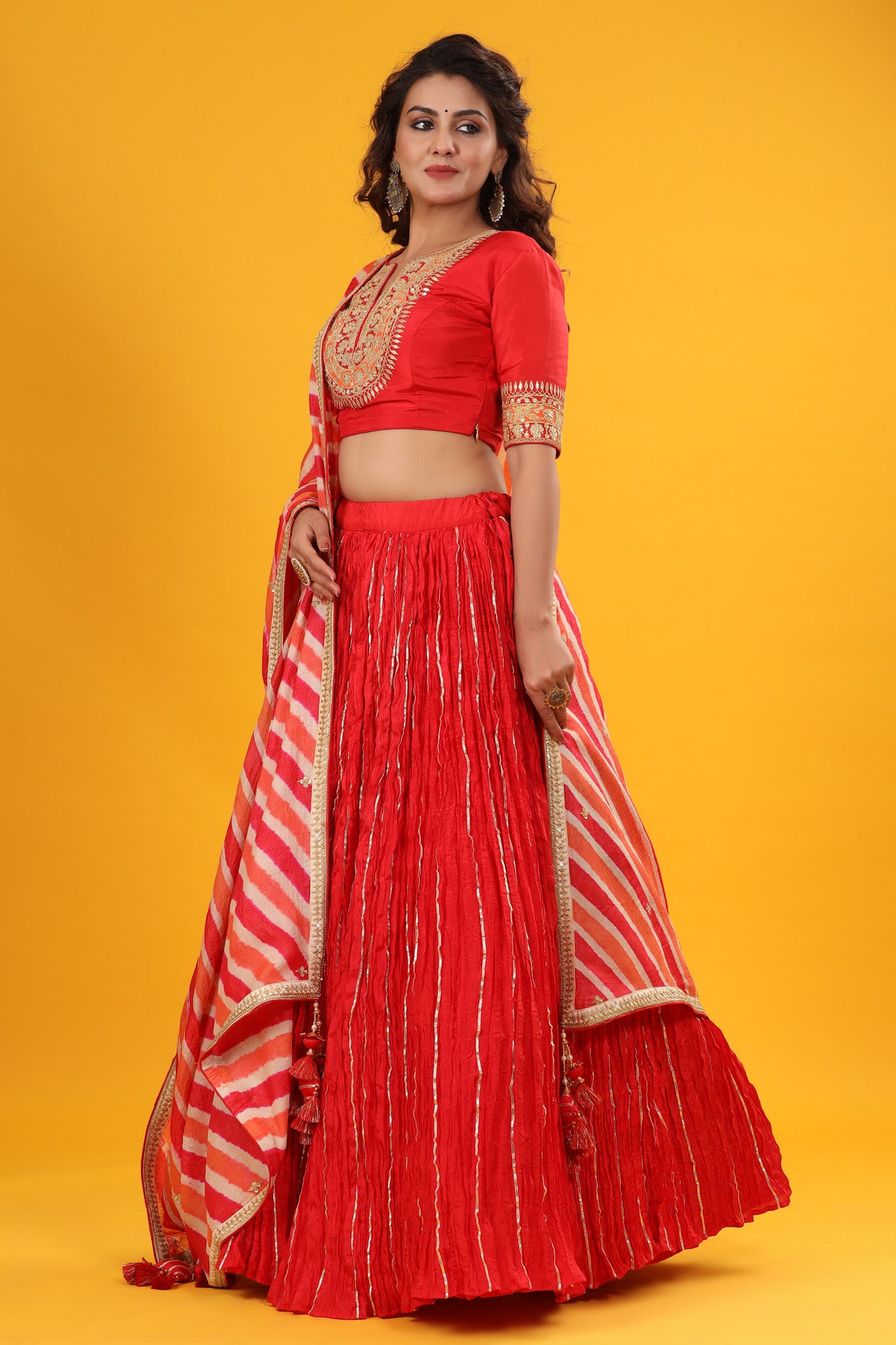 30Z253-RO Red Embroidered Beautiful Lehenga Set