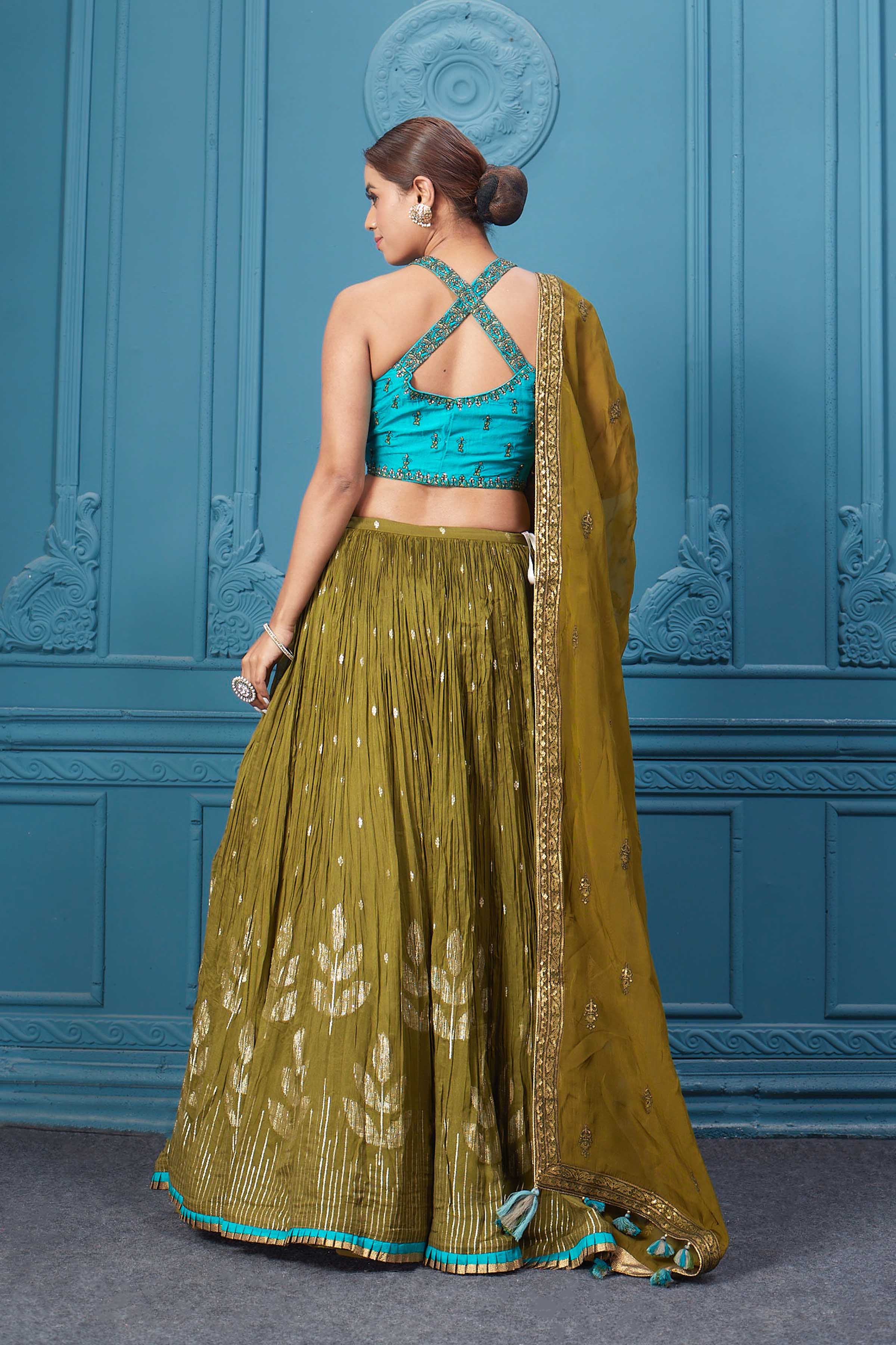 Yellow & Green Woven Dola Silk Saree with Designer Embroidery Blouse –  Rushini
