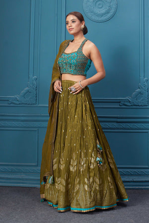 RF - Golden Green Colour Lehenga Cum Gharara Dress - Indian