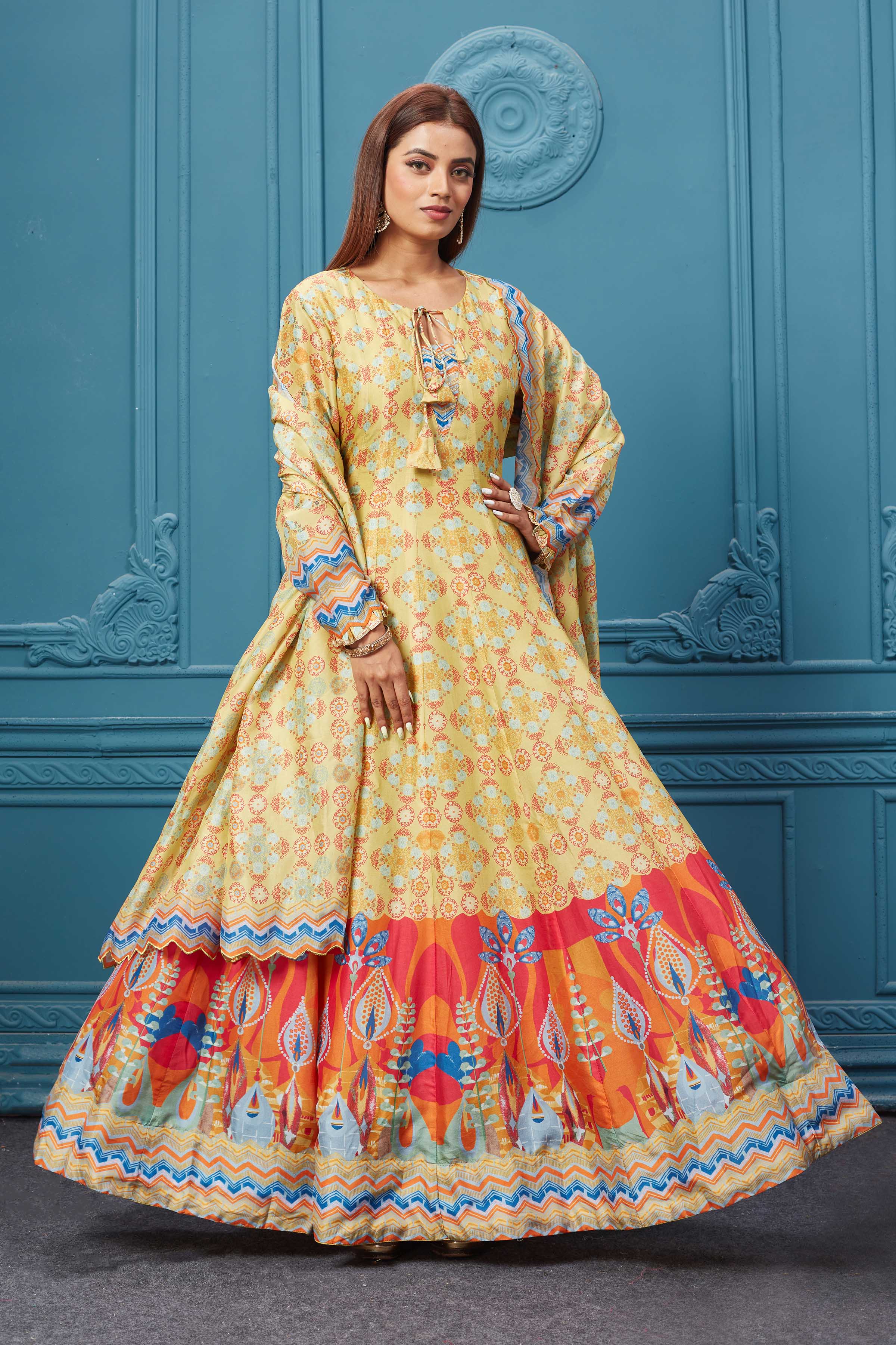 Printed Regular Fit Women Multicolor Georgette Anarkali Suit Set at Rs 650  in Surat