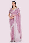 Shop lilac embroidered organza saree online in USA with blouse. Look your best at parties and weddings in beautiful designer sarees, embroidered sarees, handwoven sarees, silk sarees, organza saris from Pure Elegance Indian saree store in USA.-full view