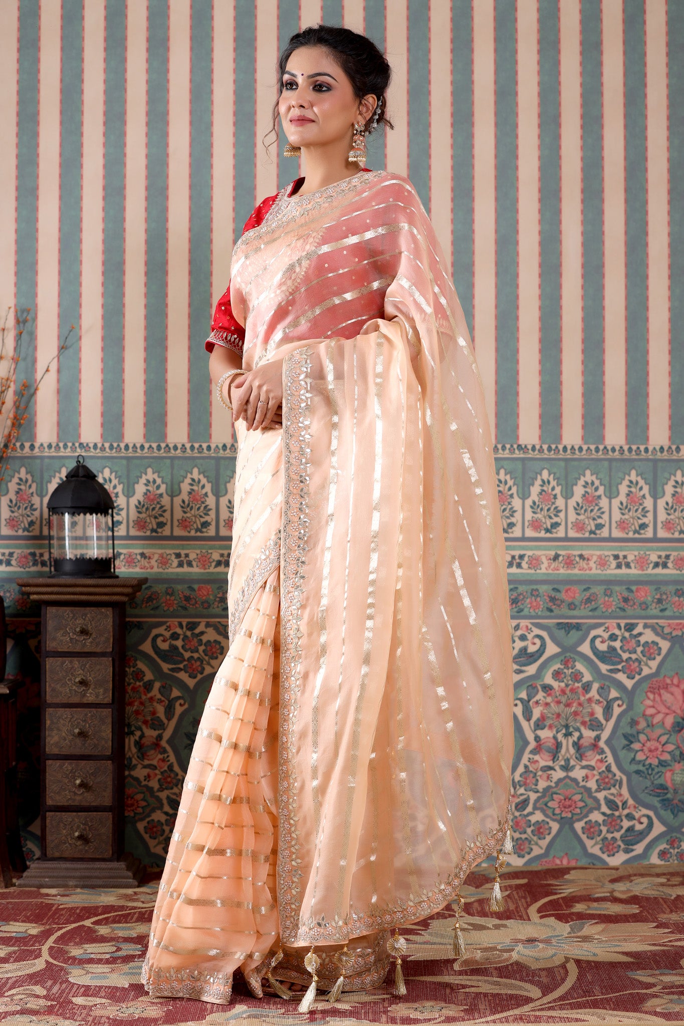 Peach Silk Saree With Blouse 248622