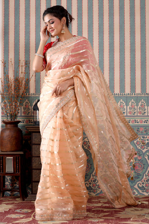 Buy Grey Digital Print Organza Silk Saree Online