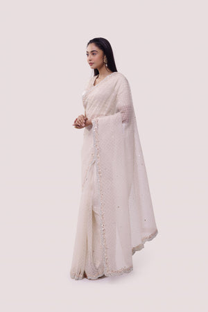 Buy Designer Sarees, Salwar Kameez, Kurtis & Tunic and Lehenga  Choli.Beautiful Georgette White Saree