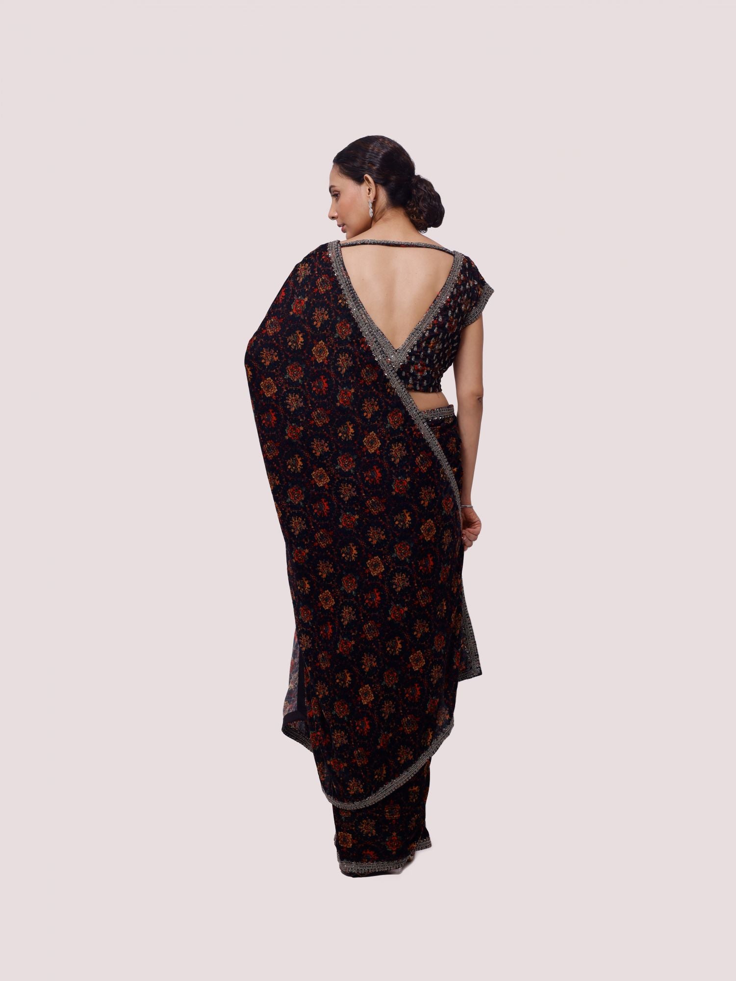 Mohini - Ajrakh Silk Velvet Saree