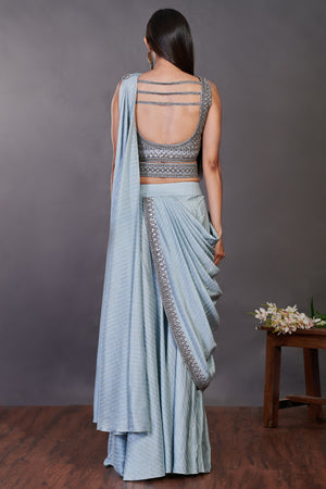 Make Heads Turn With Our Handcrafted Dusty Mint Sari & Embroidered Blouse  Custom-made to Fit You Perfectly pantsaree modernsaree - Etsy