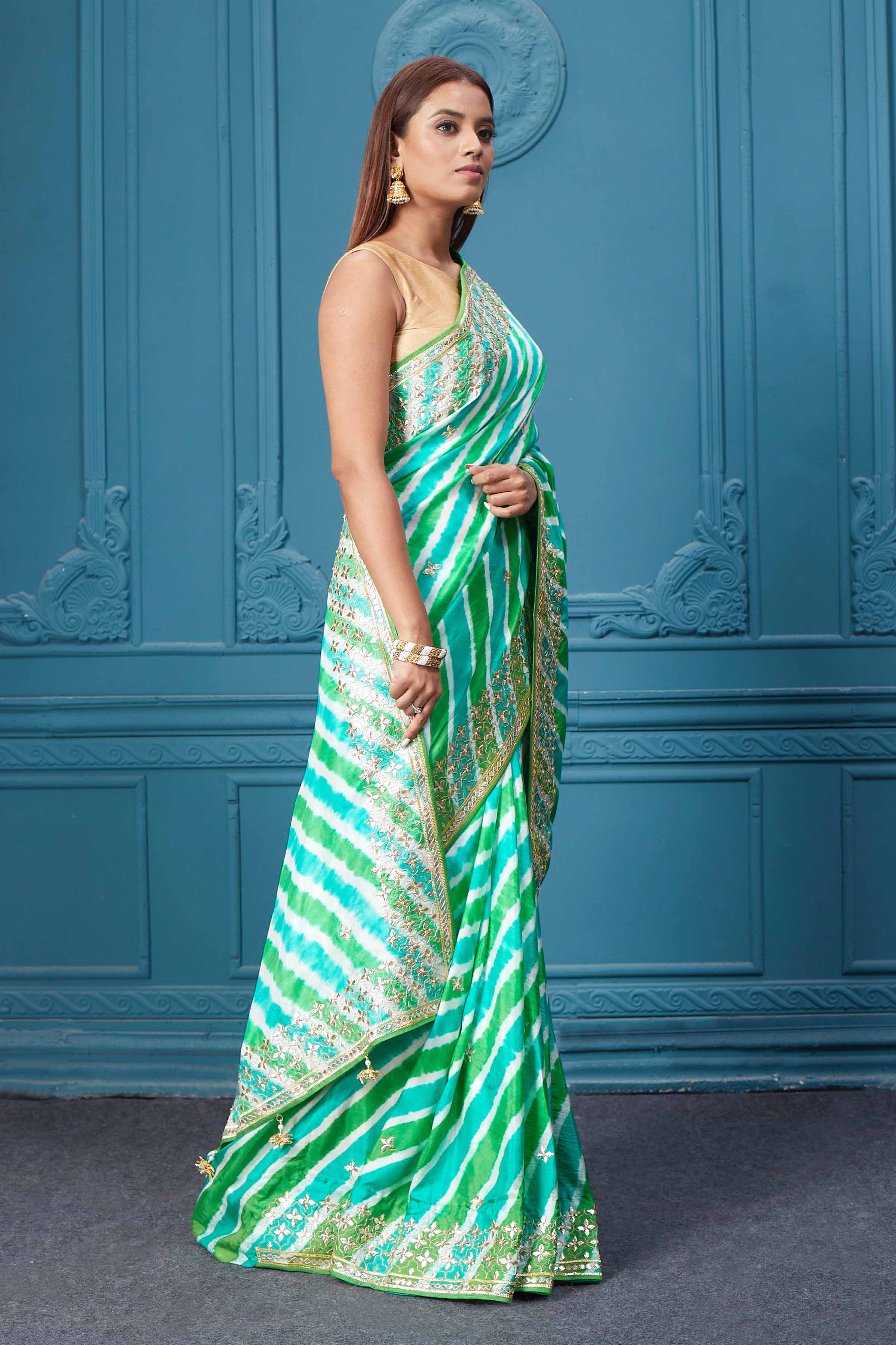 Mehendi Green Shibori Bandhani Saree Pure Modal Silk - Bandhani - Bandhani  - Kutch