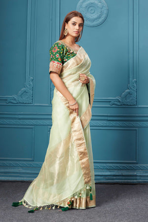 Fabulous pista green silk saree for wedding - G3-WSA53208 | G3fashion.com