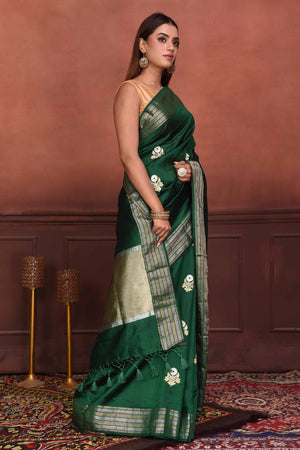 Buy Kunjkala Self Design Banarasi Silk Blend Green Sarees Online @ Best  Price In India | Flipkart.com