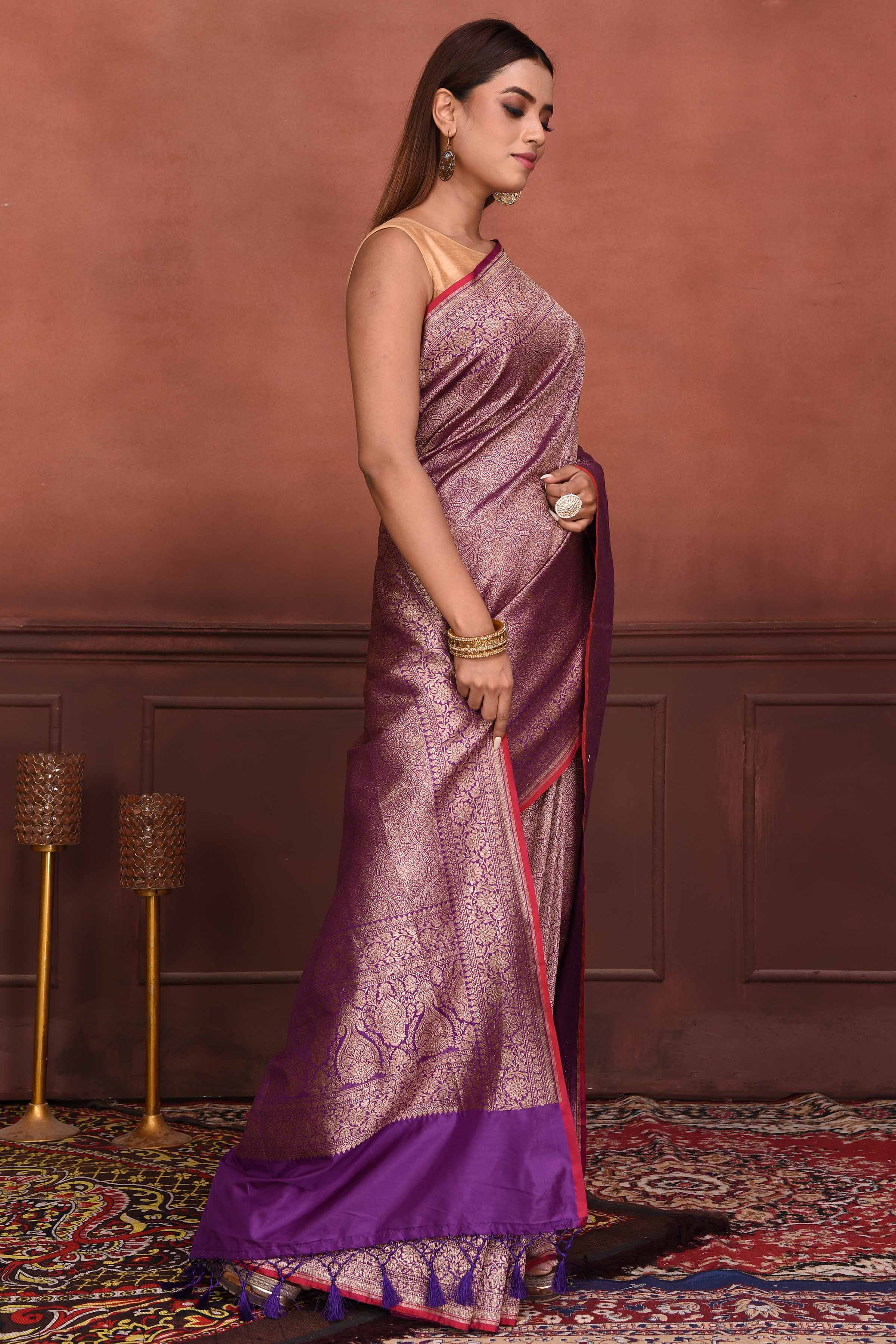 Wine Saree - Buy Wine Color Designer Indian Saree Online