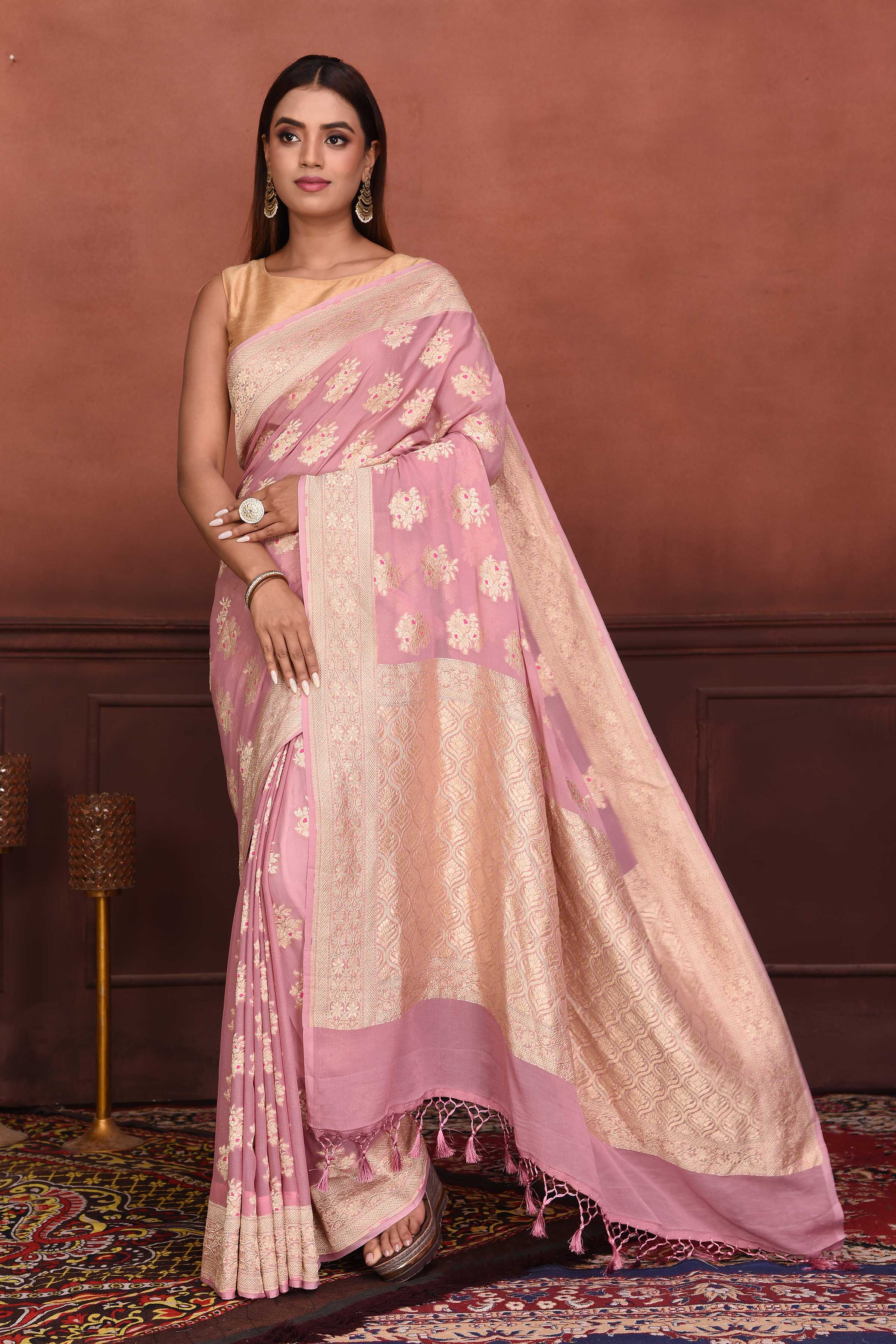 EE-S30702 Pink Katan Chanderi – sakhifashions