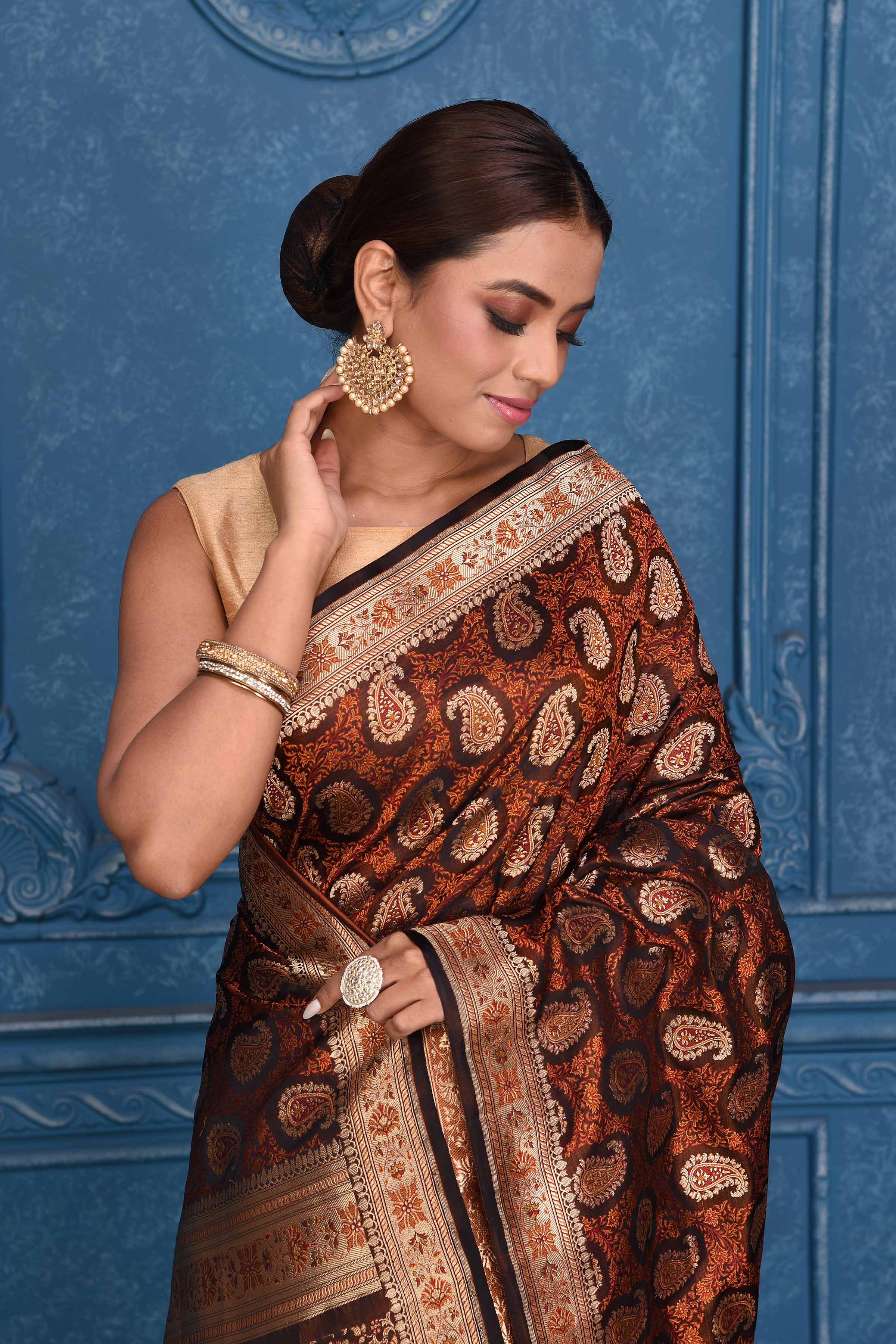 Buy Red Handloom Tanchoi Silk Saree Online at Jaypore.com