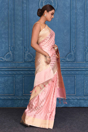 Beauteous Pink Soft Banarasi Silk Saree With Divine Blouse P