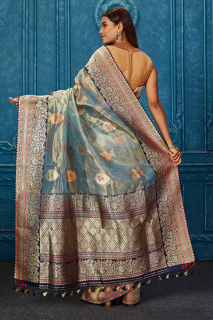 Midnight Blue Banarasi Uppada Silk Saree – Zilikaa
