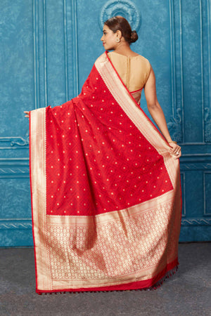 Red Banarasi Soft Silk With Zari Woven Work Saree