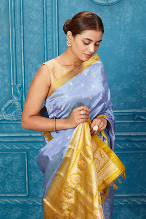 Buy Pacific Blue Banarasi Silk Saree online-Nitaraa – NITARAA