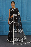 Shop black and white phulkari embroidery sari online in USA. Look your best on festive occasions in latest designer sarees, pure silk sarees, Kanchipuram sarees, handwoven sarees, tussar silk sarees, embroidered sarees from Pure Elegance Indian clothing store in USA.-full view