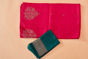  Buy pink tussar Banarasi sari online in USA with floral zari buta. Look your best on festive occasions in latest designer saris, pure silk sarees, Kanjivaram silk sarees, handwoven saris, tussar silk sarees, embroidered saris from Pure Elegance Indian clothing store in USA.-blouse