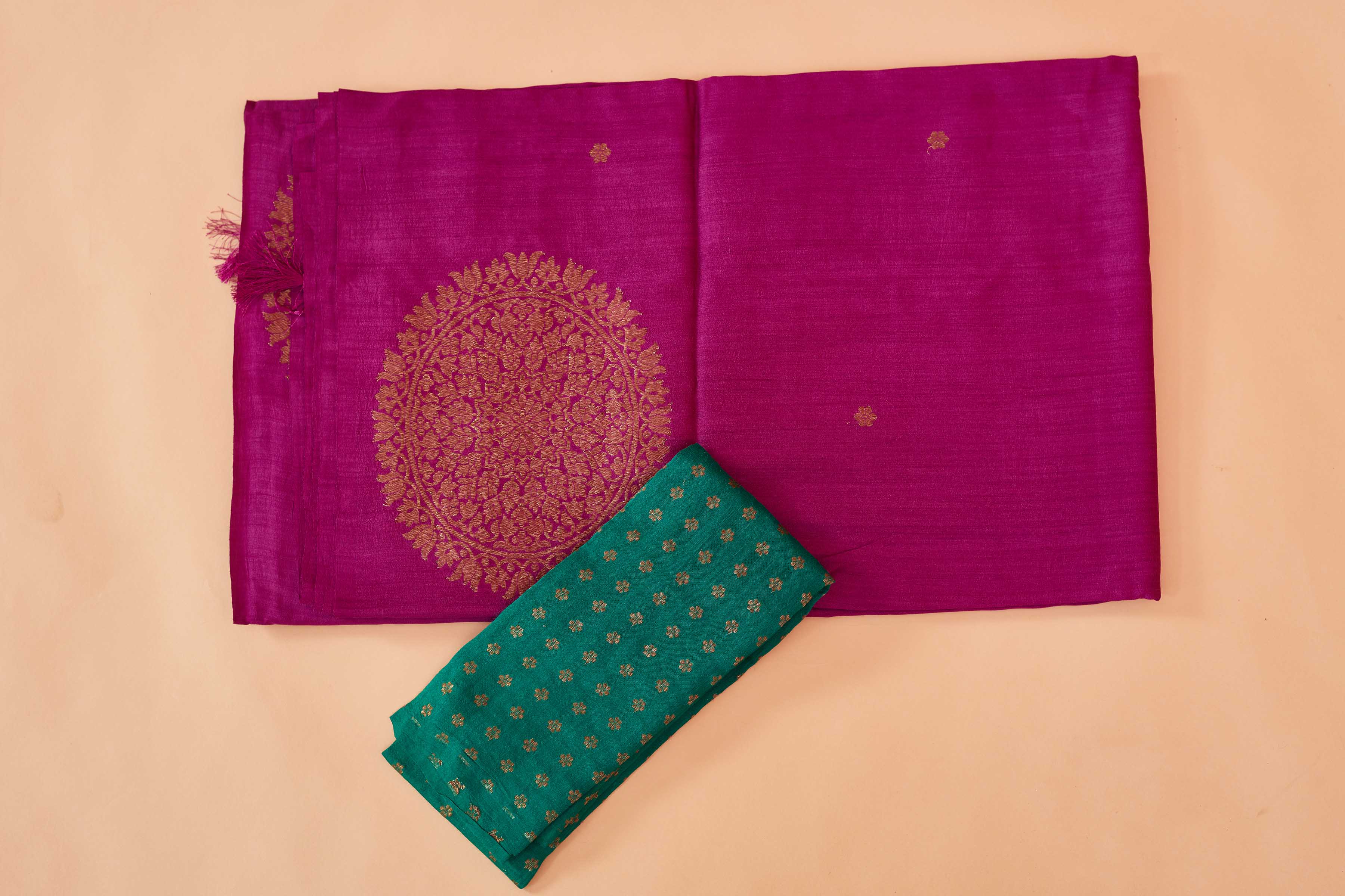 Buy purple tussar Banarasi saree online in USA with antique zari buta. Look your best on festive occasions in latest designer saris, pure silk sarees, Kanjivaram silk sarees, handwoven saris, tussar silk sarees, embroidered sarees from Pure Elegance Indian clothing store in USA.-blouse