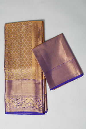 Shop purple heavy Kanchipuram silk sari online in USA with golden zari pallu. Look your best on festive occasions in latest designer saris, pure silk saris, Kanjivaram silk sarees, handwoven saris, tussar silk sarees, embroidered sarees from Pure Elegance Indian clothing store in USA.-blouse