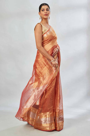 Shop beautiful golden and silver tissue silk saree online in USA. Look your best on festive occasions in latest designer saris, pure silk saris, tissue silk sarees, handwoven saris, tussar silk sarees, linen sarees,  summer sarees from Pure Elegance Indian clothing store in USA.-saree