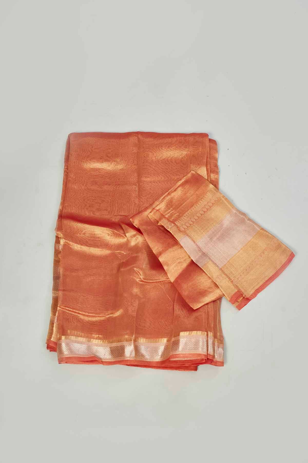 Buy beautiful golden and silver tissue silk sari online in USA. Look your best on festive occasions in latest designer saris, pure silk saris, tissue silk sarees, handwoven saris, tussar silk sarees, linen sarees,  summer sarees from Pure Elegance Indian clothing store in USA.-blouse