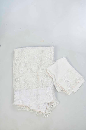Buy off-white embroidered designer net sari online in USA. Look your best on festive occasions in latest designer saris, pure silk saris, Kanjivaram silk sarees, handwoven saris, silk sarees, linen sarees,  embroidered sarees from Pure Elegance Indian clothing store in USA.-blouse