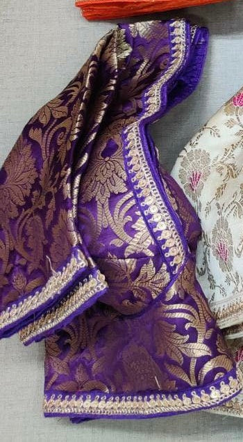 50V818A-RO Purple Brocade Blouse