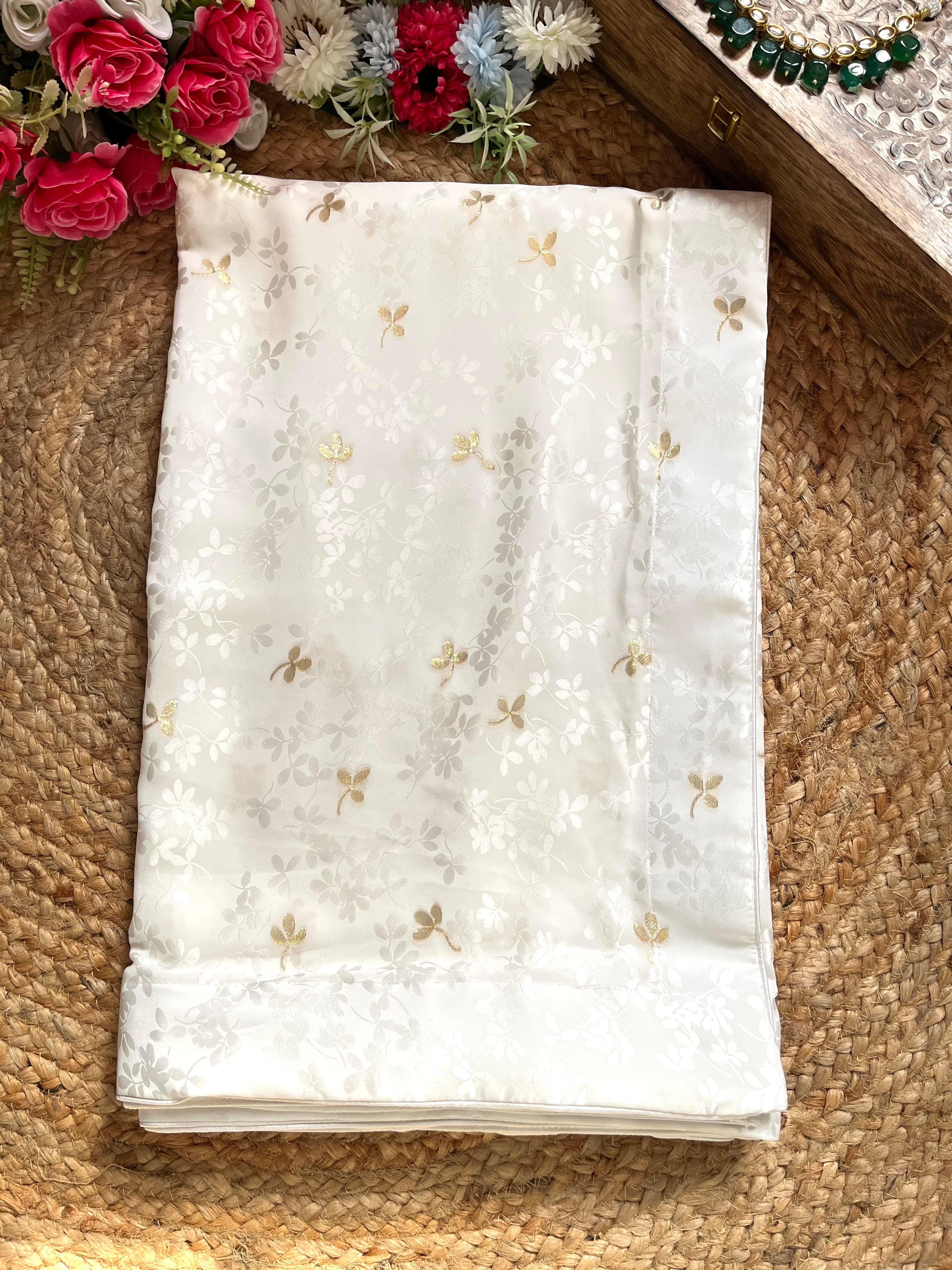 Shop white georgette crepe saree online in USA with bead work blouse. Look your best on festive occasions in latest designer saris, pure silk saris, Kanjivaram silk sarees, handwoven saris, tussar silk sarees, linen sarees,  summer sarees from Pure Elegance Indian clothing store in USA.-saree