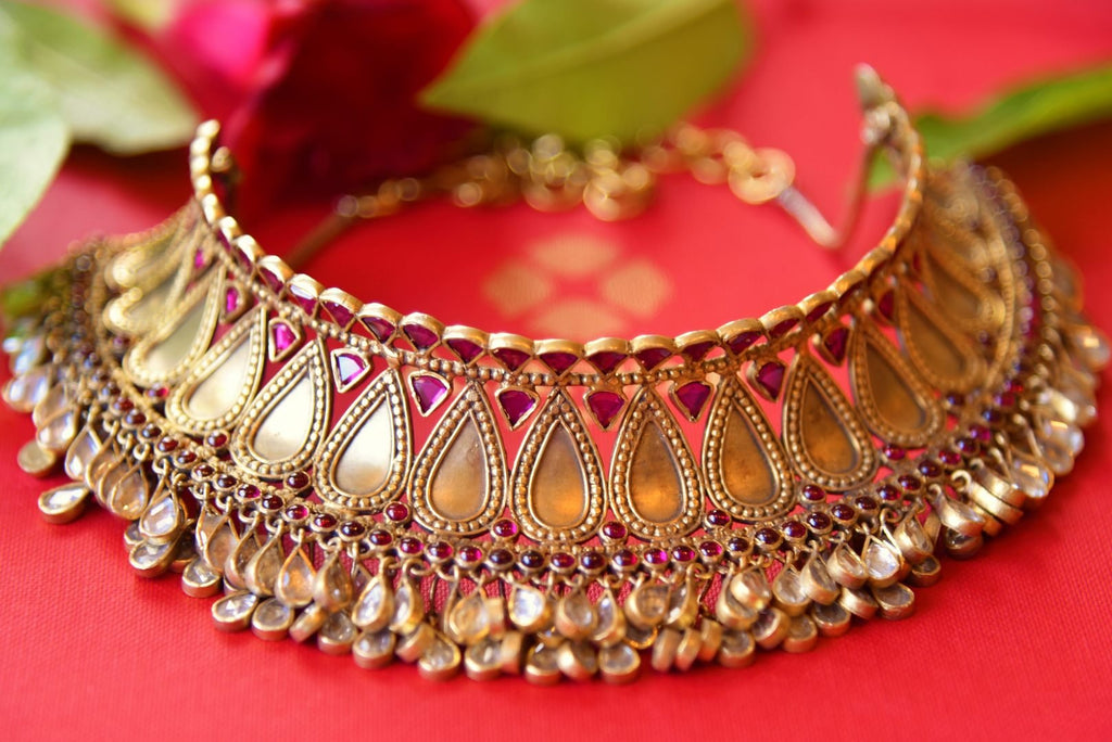 Pink Indian Traditional Wedding Wear Diamond Jewelry Gold Plated