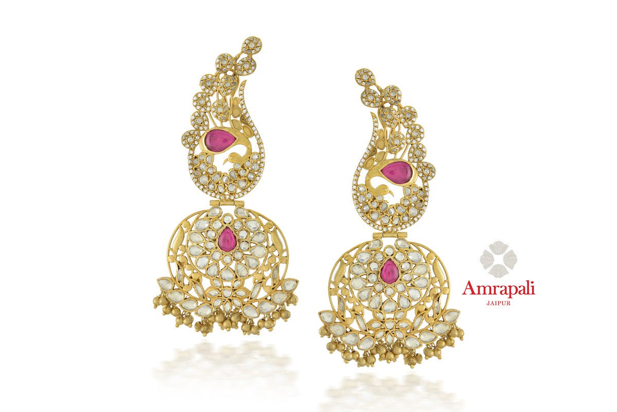 Plain Floral Design Gold Stud Drops 02-12 - SPE Gold-Chennai