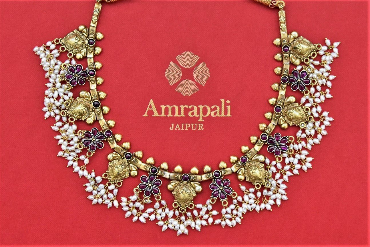 20D181 Gold Plated Necklace with Pearl Beads