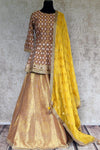 Buy elegant brown gold Banarasi Lehenga Skirt online in USA. Pure Elegance store brings you an exquisite collection of designer Indian dresses online in USA.-full view