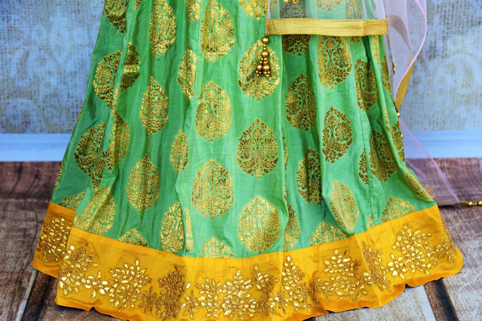 Green silk ethnic bridal Lehenga with gota patti(Traditional Lehenga-103) –  Lady Selection Inc