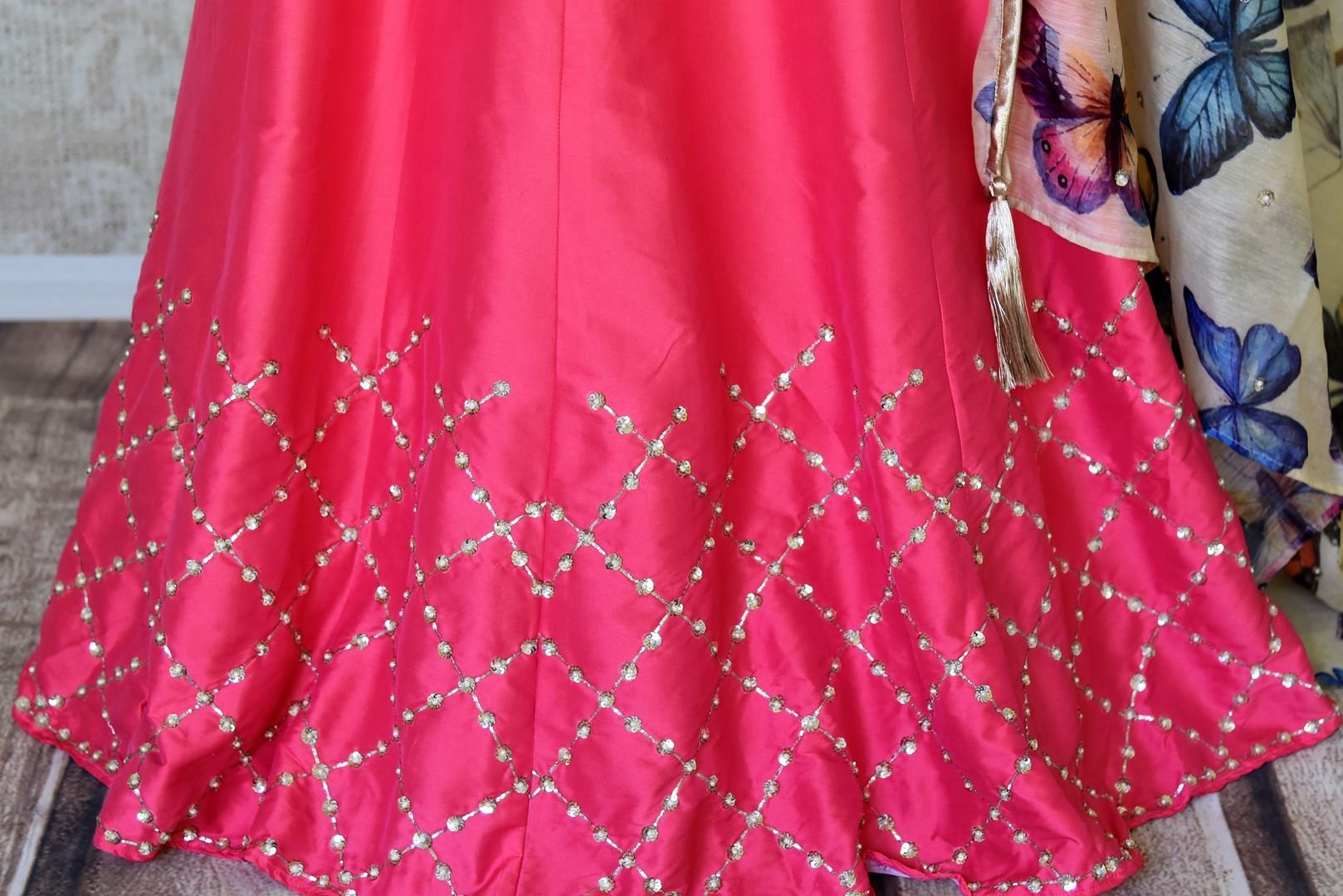 Buy HALFSAREE STUDIO Wine South Indian Style Lehenga in Banarasi silk Online  at Best Prices in India - JioMart.