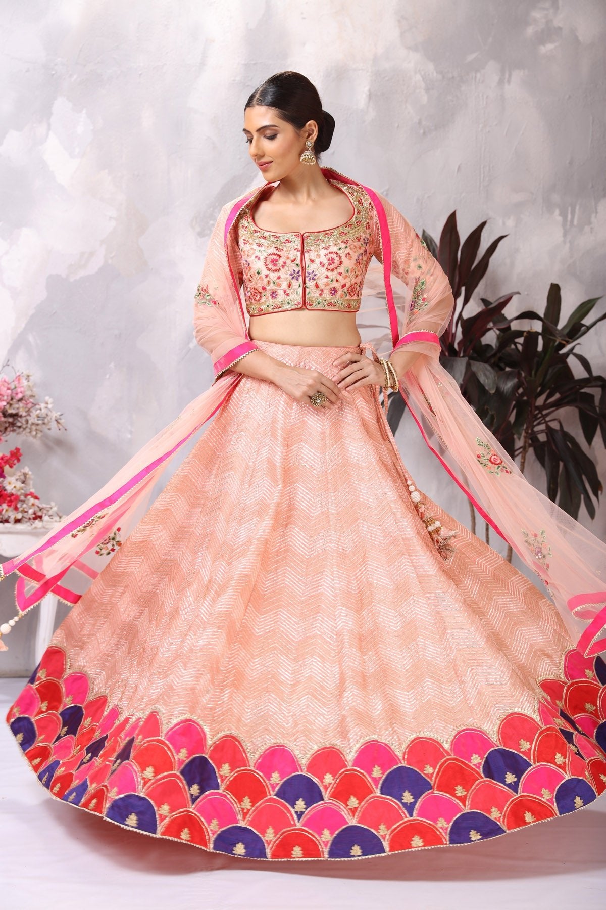 Buy Green Multi-Thread Word Velvet Bridal Lehenga Choli Online At Zeel  Clothing