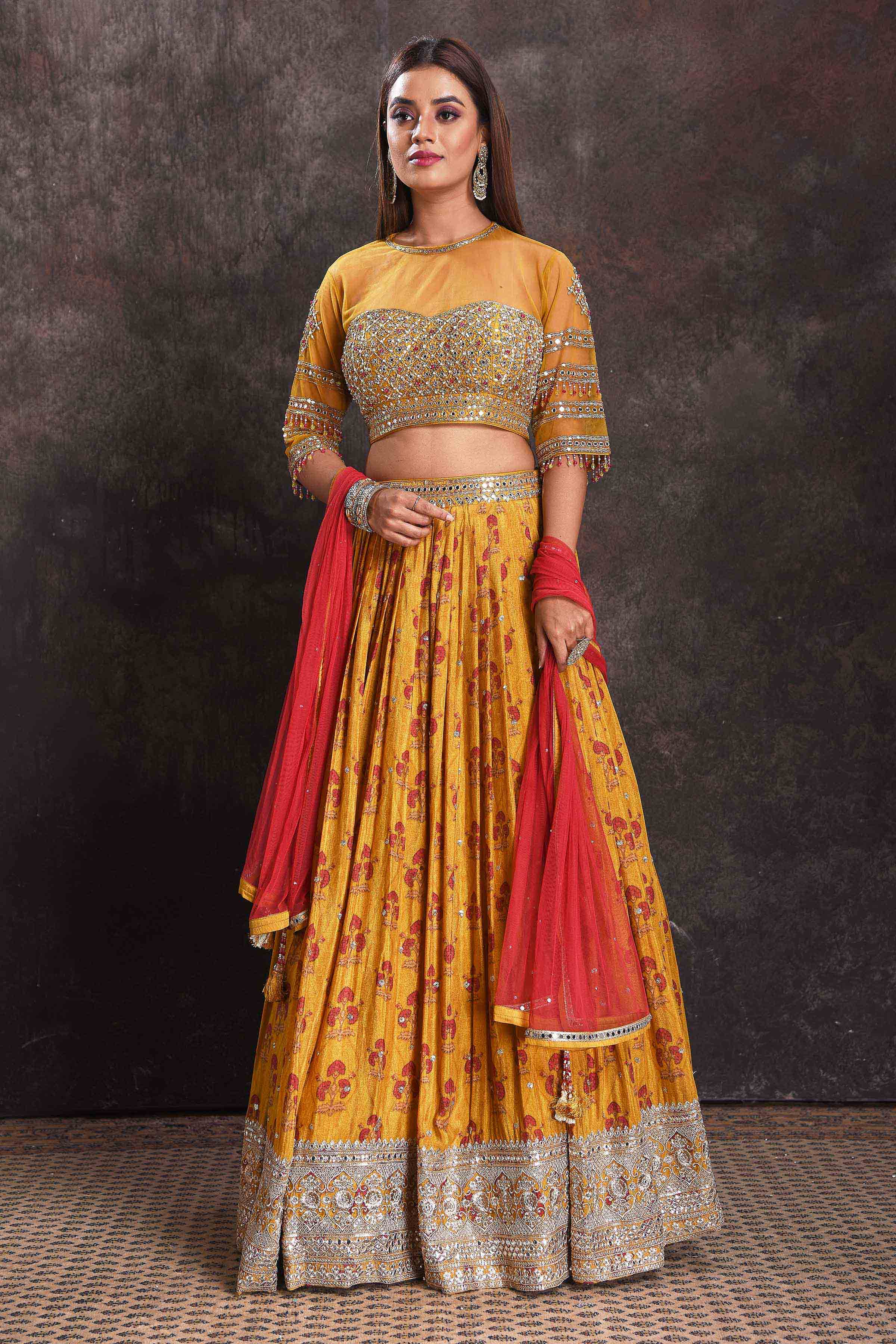 Red Readymade Embroidered Silk Lehenga Choli Lehenga 2861LG05