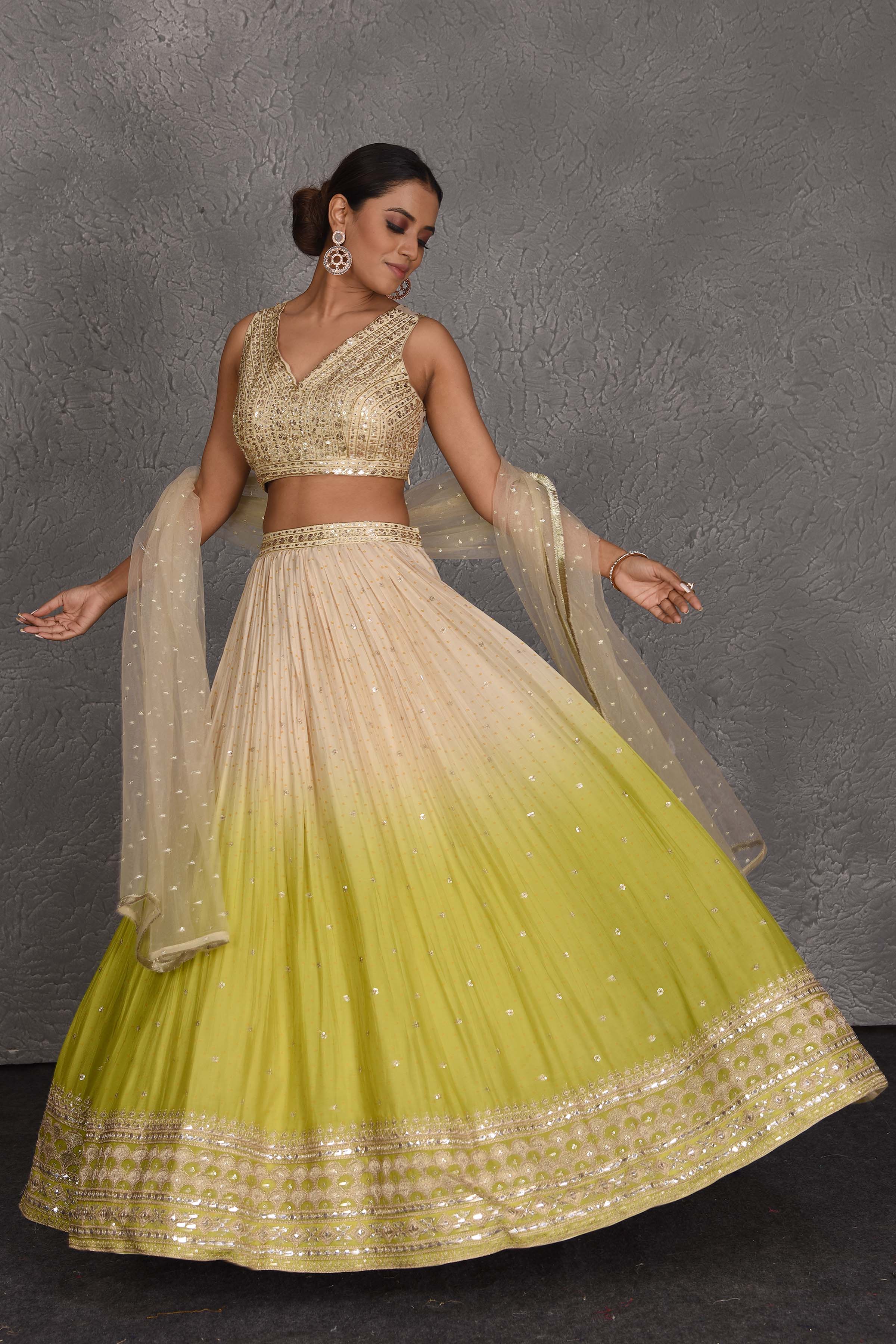 Buy Cream Satin Blend Embroidered A Line Lehenga Party Wear Online at Best  Price | Cbazaar
