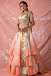 Pink/White Embroidered Organza Lengha With Blouse And Duppata Online in USA-full view