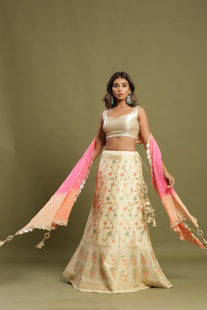 Off-White Georgette Embroidered Lehenga Set Design by Suruchi Parakh at  Pernia's Pop Up Shop 2024