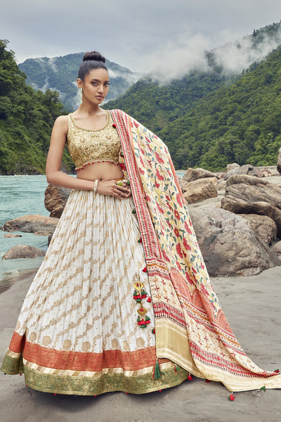 White Color Pretty Net Fabric Wedding Wear Embroidered Lehenga Choli