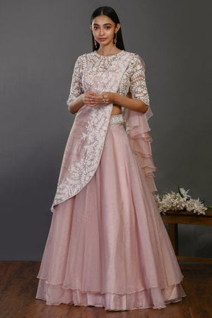 Pink Embroidered Lehenga Jacket Set | Petticoat Lane – KYNAH